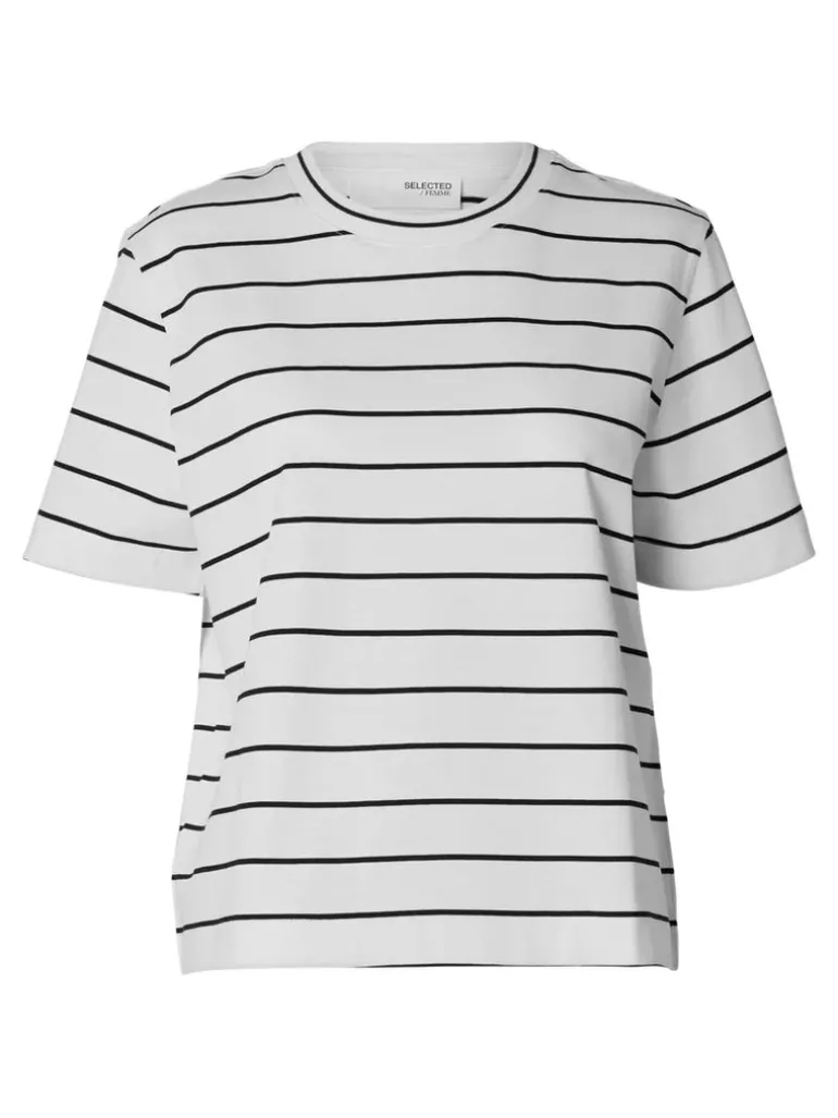 Selected Femme Striped Tee White/Black