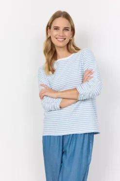 Soya Concept Pisa 2 Striped Long Sleeve Tee Light Blue