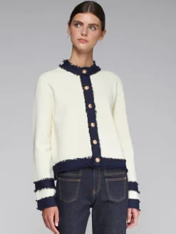 Vilagallo Knit Cardigan Ecru/Navy