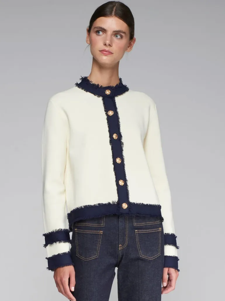 Vilagallo Knit Cardigan Ecru/Navy