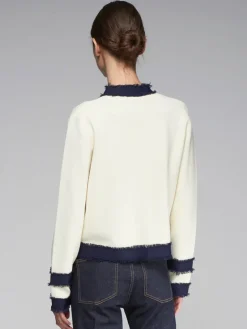 Vilagallo Knit Cardigan Ecru/Navy