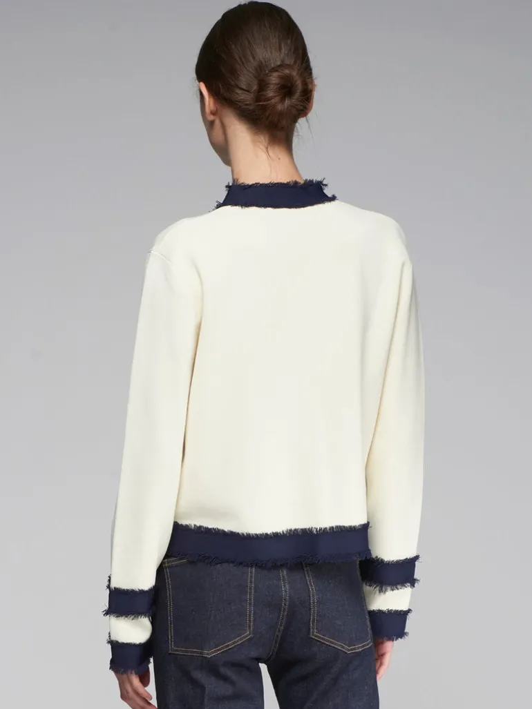 Vilagallo Knit Cardigan Ecru/Navy