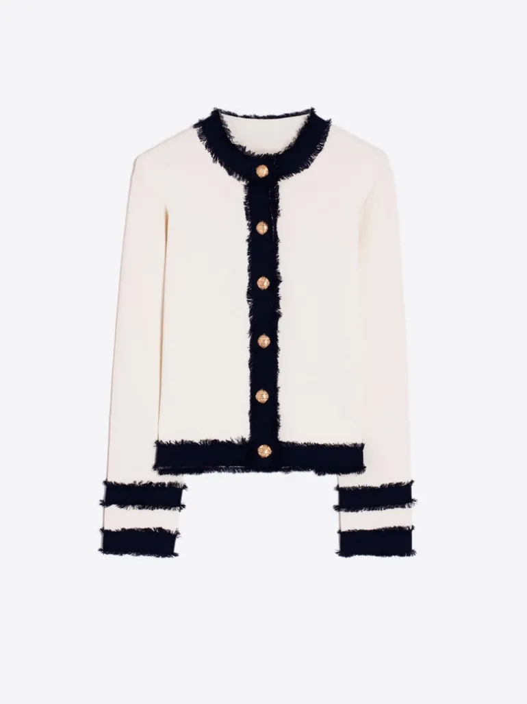 Vilagallo Knit Cardigan Ecru/Navy