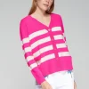 Vilagallo Knit Stripe Cardigan Pink