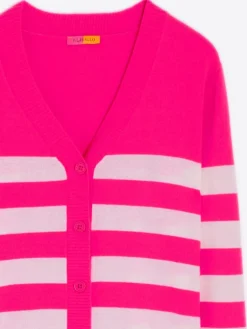 Vilagallo Knit Stripe Cardigan Pink