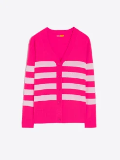 Vilagallo Knit Stripe Cardigan Pink