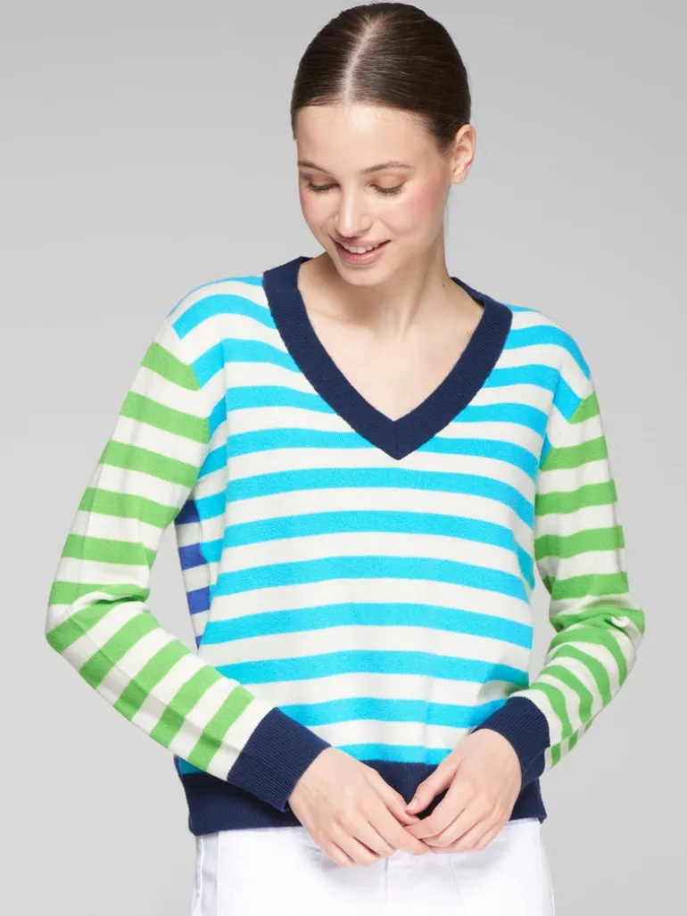 Vilagallo Knit Striped V-Neck Jumper