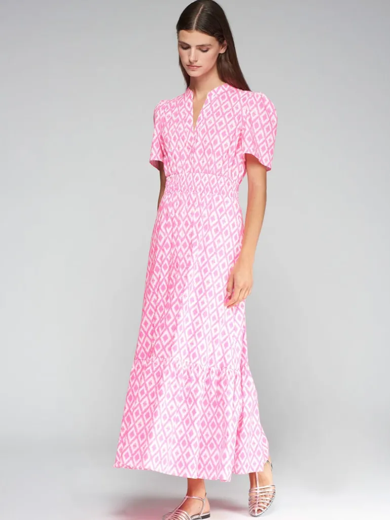 Vilagallo Leila Dress Ikat Pink Print