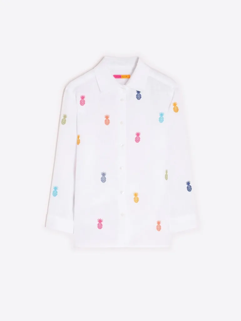 Vilagallo Poline Shirt With Embroidered Pineapples