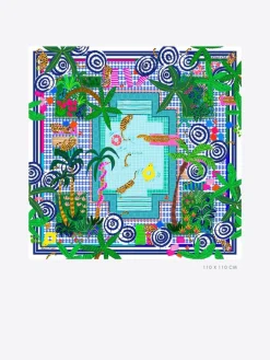 Vilagallo Tropical Print Silk Scarf