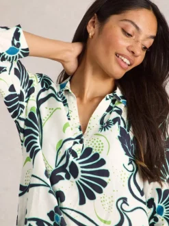 White Stuff Blake Linen Tunic Ivory Print