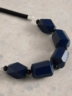 White Stuff Carnation Beaded Necklace Dark Navy