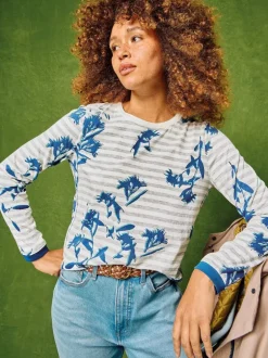 White Stuff Clara Long Sleeve Tee Nat MLT