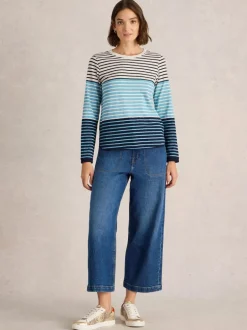 White Stuff Clara Long Sleeve Tee Blue MLT