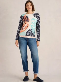 White Stuff Clara Long Sleeve Tee Blue Print