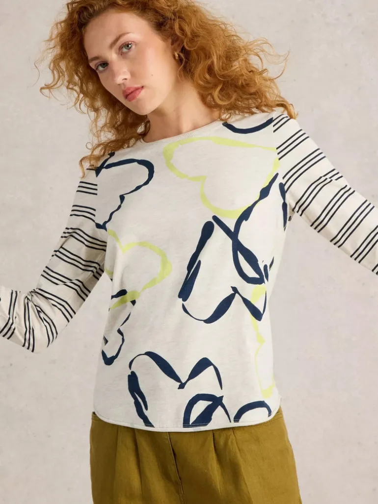 White Stuff Clara Long Sleeve Tee Nat Print