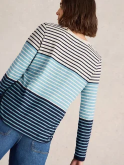 White Stuff Clara Long Sleeve Tee Blue MLT