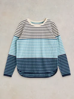 White Stuff Clara Long Sleeve Tee Blue MLT