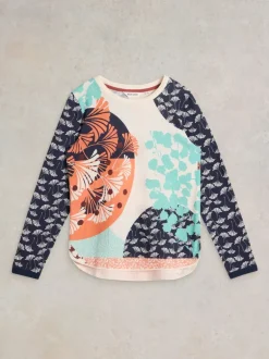White Stuff Clara Long Sleeve Tee Blue Print