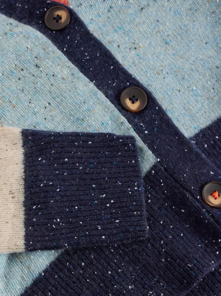 White Stuff Colourblock NEP Cardi Blue MLT