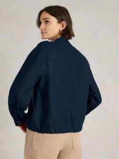 White Stuff Demi Utility Linen Jacket Navy