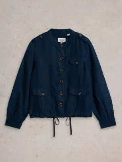 White Stuff Demi Utility Linen Jacket Navy