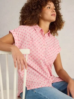 White Stuff Ellie Organic Cotton Shirt Pink MLT