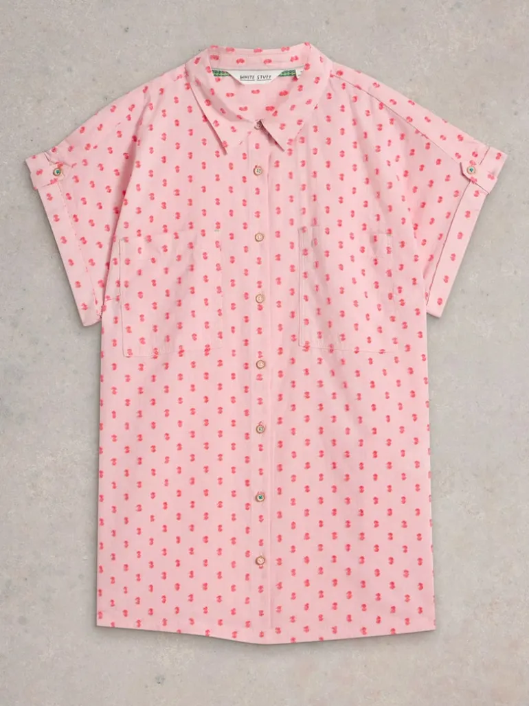 White Stuff Ellie Organic Cotton Shirt Pink MLT