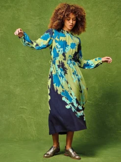 White Stuff Freya Midi Dress Green Print
