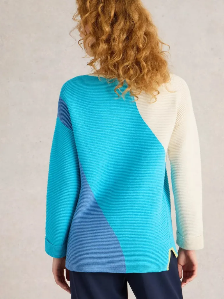 White Stuff Jana Abstract Jumper Bright Blue
