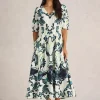 White Stuff Kate Linen Blend Dress Ivory Print