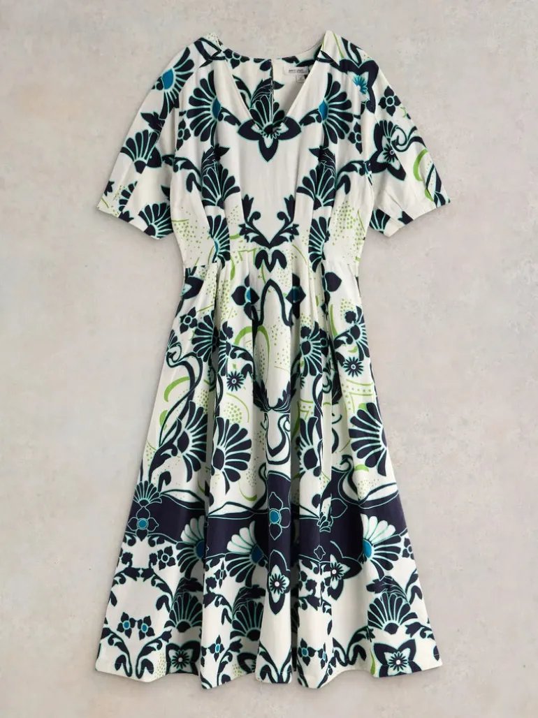 White Stuff Kate Linen Blend Dress Ivory Print