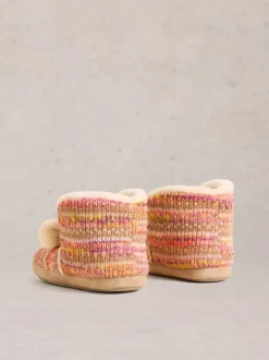 White Stuff Knitted Bootie Slipper Nat MLT