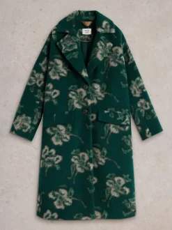 White Stuff Lara Floral Coat Green MLT
