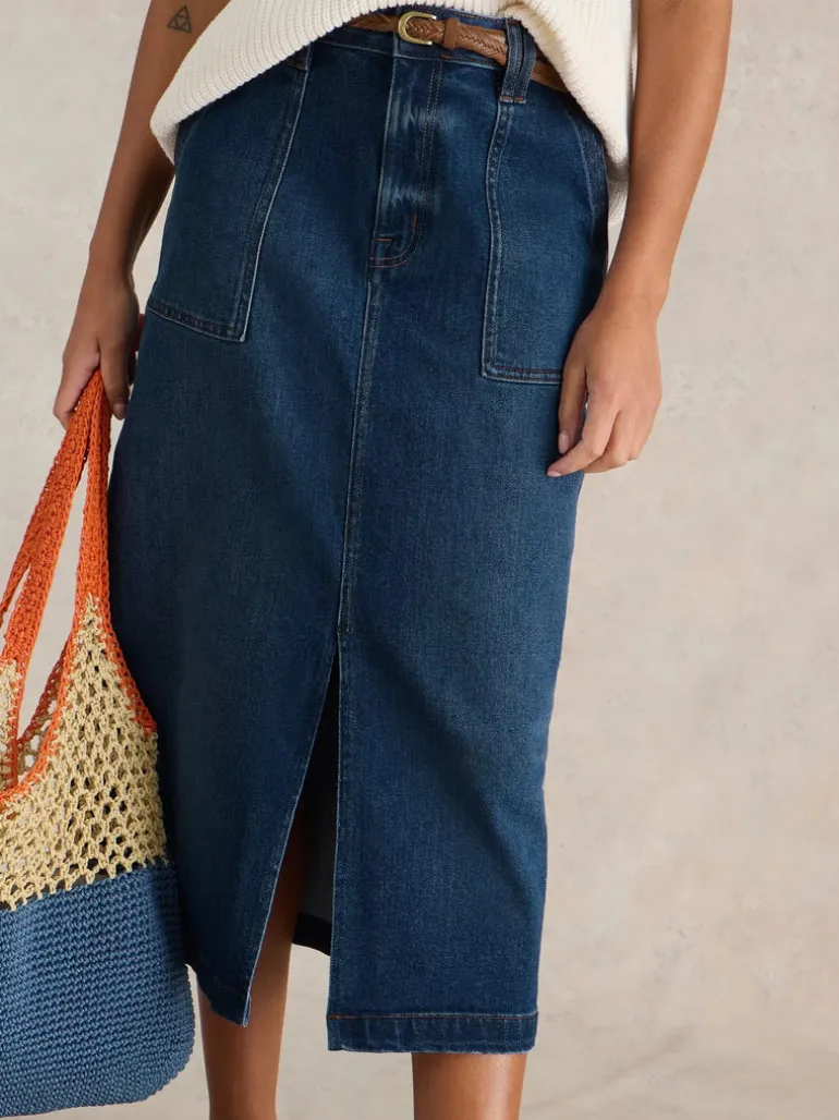 White Stuff Maren Mid Denim Midi Skirt