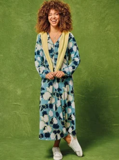 White Stuff Megan Jersey Dress Blue Print