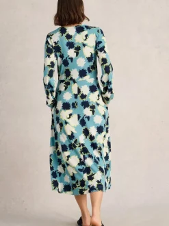 White Stuff Megan Jersey Dress Blue Print