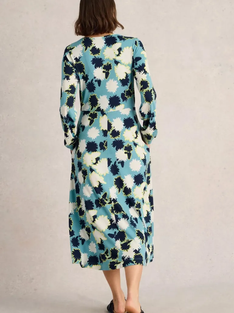 White Stuff Megan Jersey Dress Blue Print