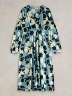 White Stuff Megan Jersey Dress Blue Print