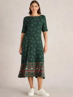 White Stuff Millie Jersey Dress Green Print