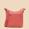 White Stuff Mini Fern Leather Crossbody Mid Coral