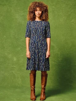 White Stuff Olivia Jersey Dress Navy Print