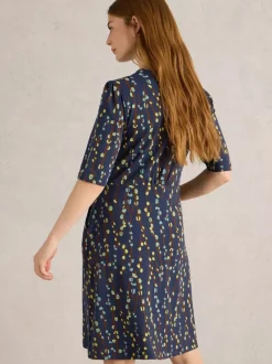 White Stuff Olivia Jersey Dress Navy Print