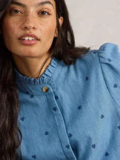 White Stuff Pauline Embroidered Top Denim