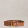 White Stuff Punch Out Floral Belt Mid Tan