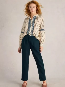 White Stuff Rowena Linen Trouser Navy