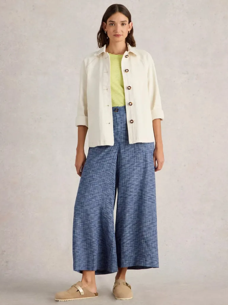 White Stuff Roxy Linen Blend Culotte Blue MLT