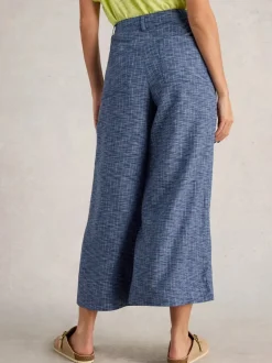 White Stuff Roxy Linen Blend Culotte Blue MLT