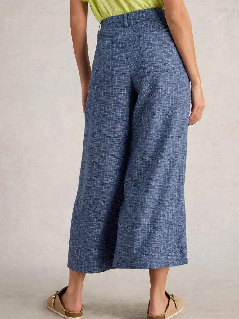 White Stuff Roxy Linen Blend Culotte Blue MLT