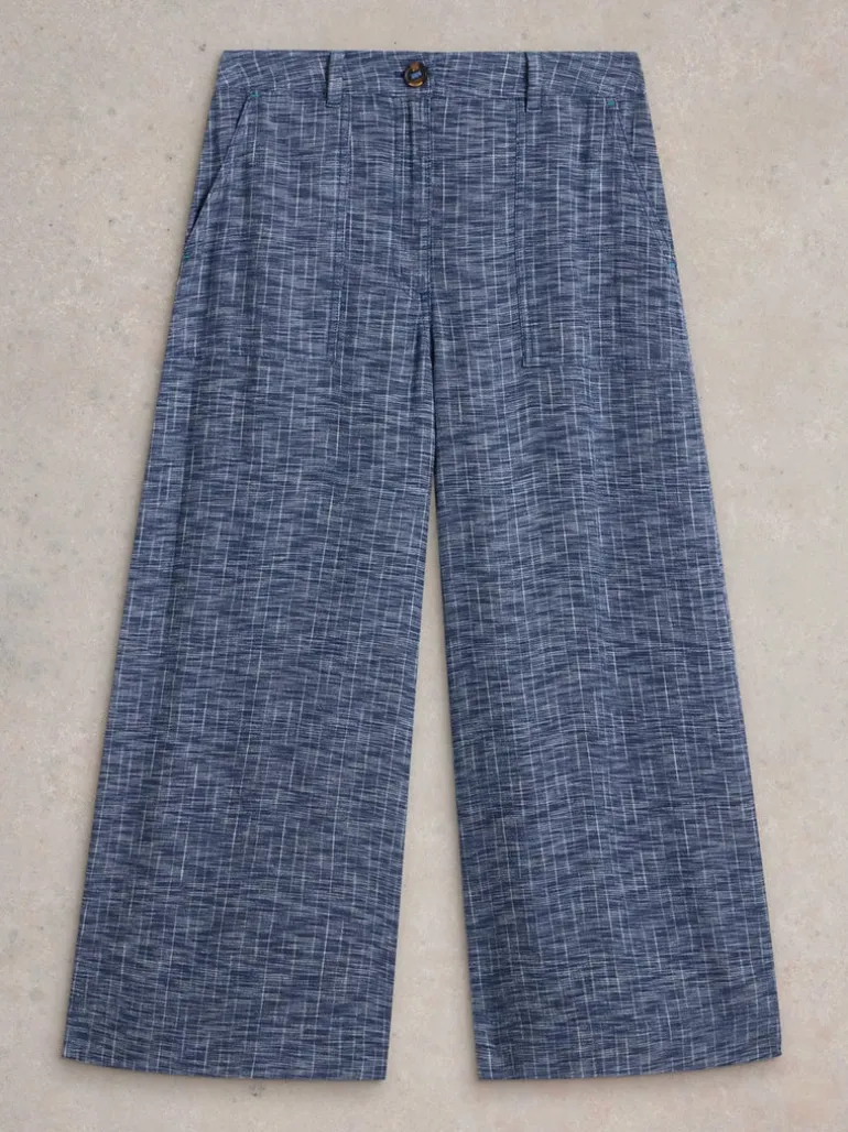 White Stuff Roxy Linen Blend Culotte Blue MLT